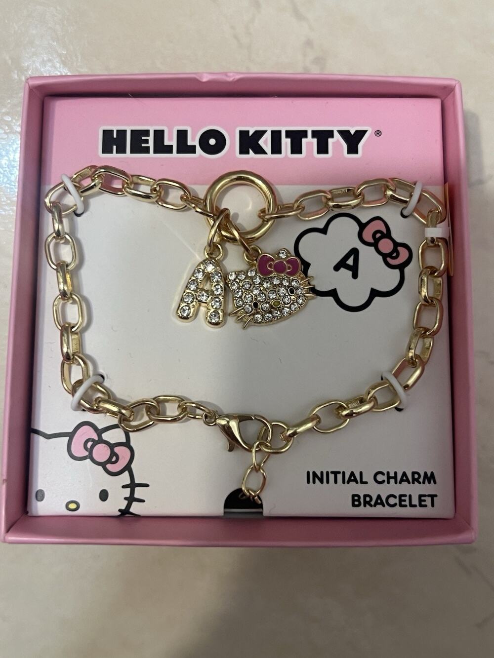 Hello Kitty Gold Clasp Bracelet “A” Initial